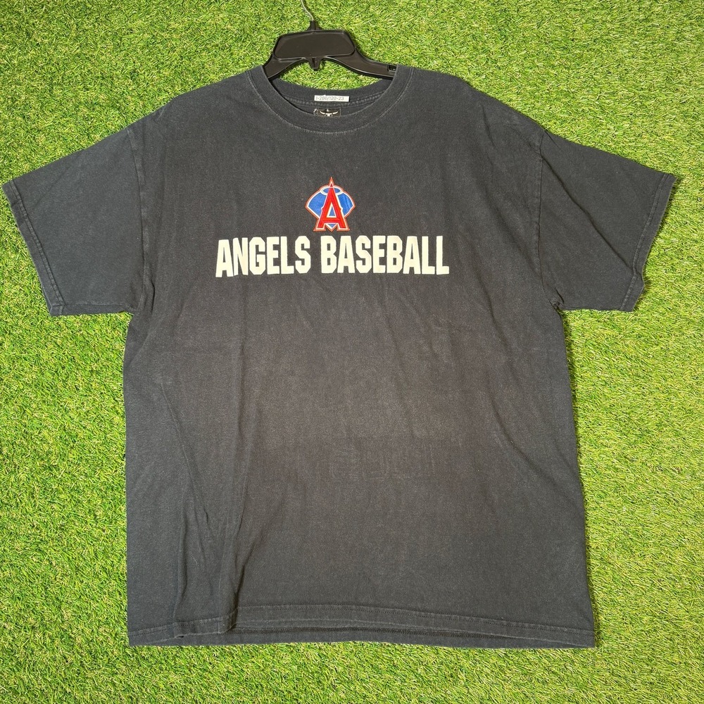 Vintage Angels Baseball T-Shirt Hanes Beefy Black Adult XL Made in Nicaragua